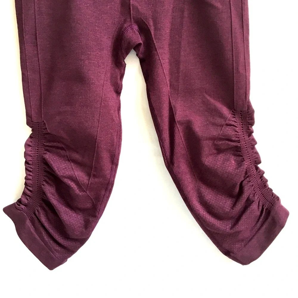 Lululemon The Flow Compression Ruched Crop II Thights Heathered Berry Yum Size 4